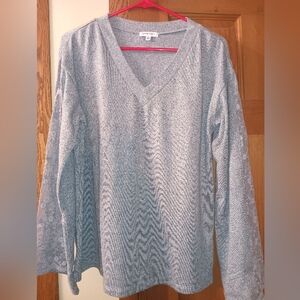 White Birch Gray V-Neck Sweater